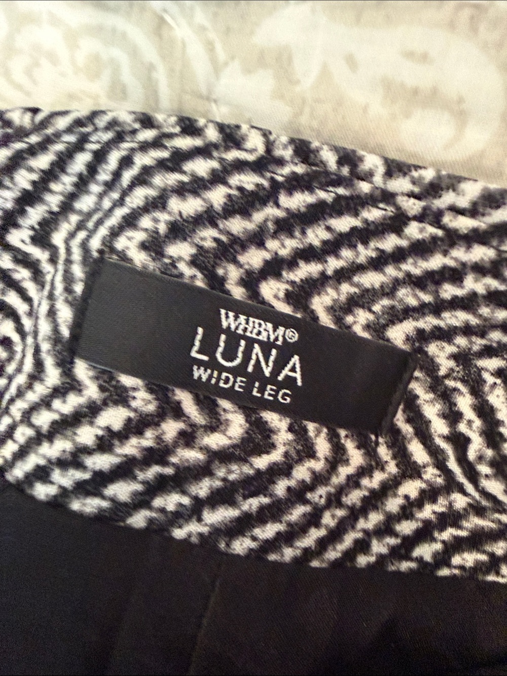 White House Black Market Black & White Herringbone Wide-Leg Paperbag Pants - Picture 4 of 4